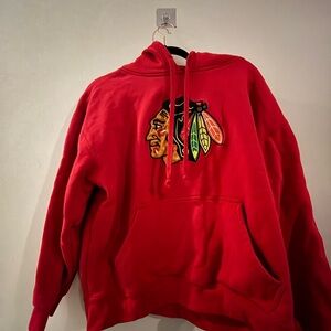 NHL Red Chicago BlackHawks Hoodie with Embroidered Logo
